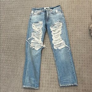 Givenchy Light Blue Distressed Straight-Leg Jeans